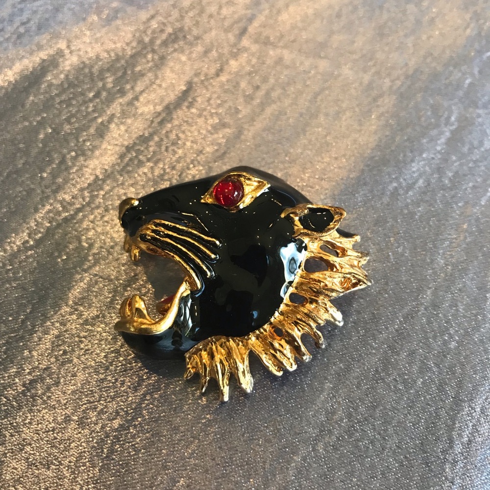 Panther enamel brooch